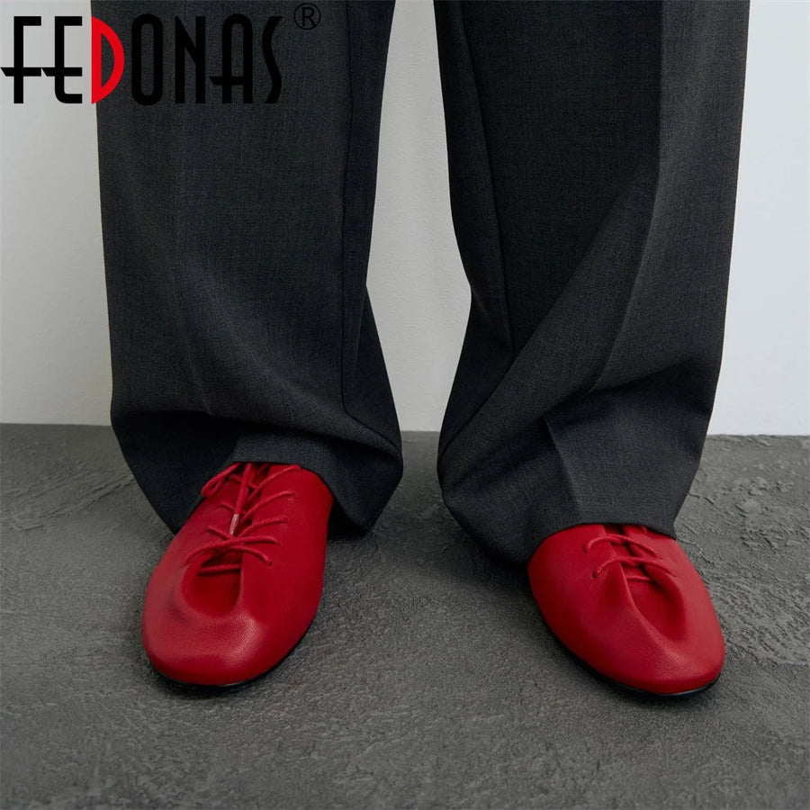 Women's Leather Loafers (Red) | OWNLUXE