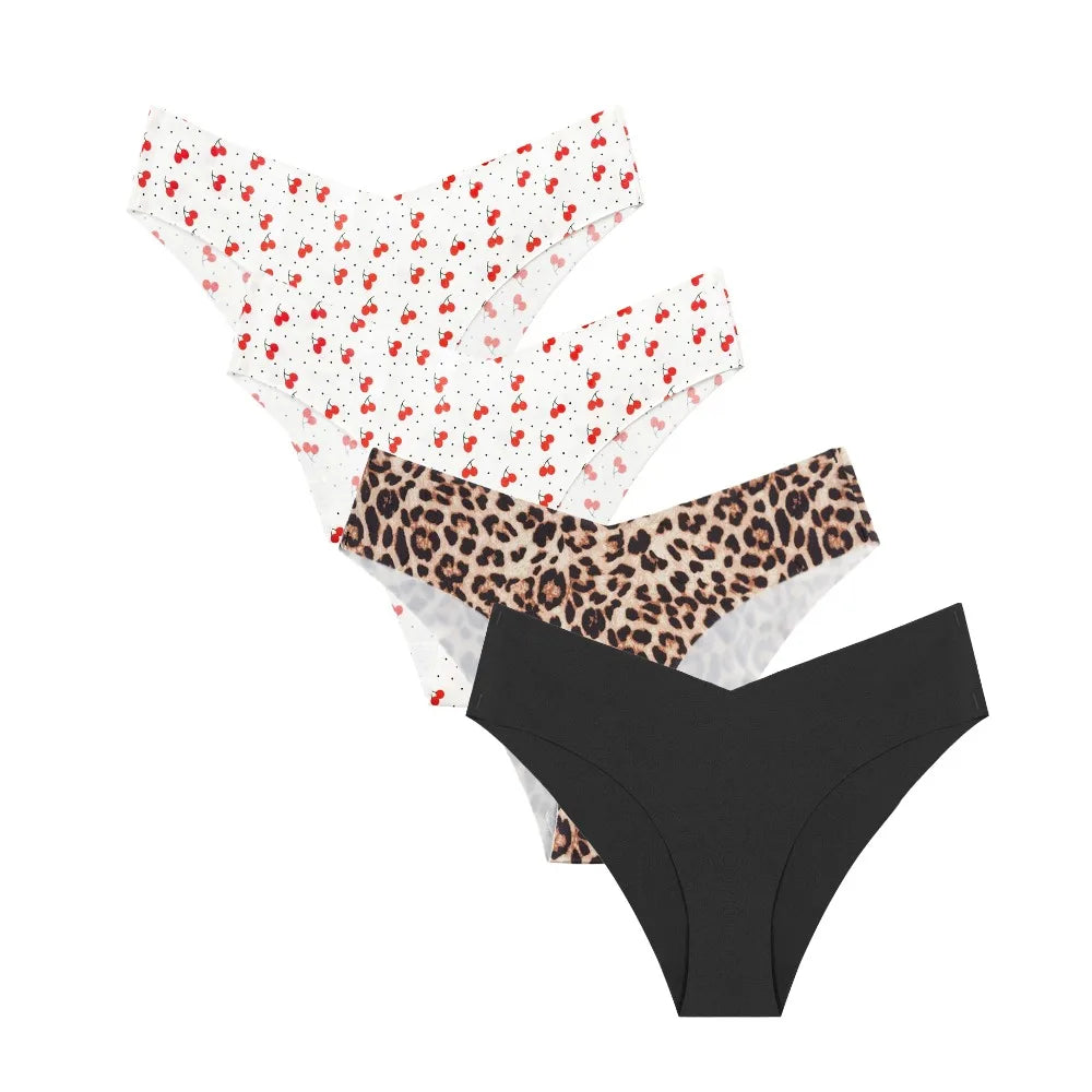 Women's Ice Silk Seamless Bikini Briefs 4-Pack | Leopard Print | OWNLUXE