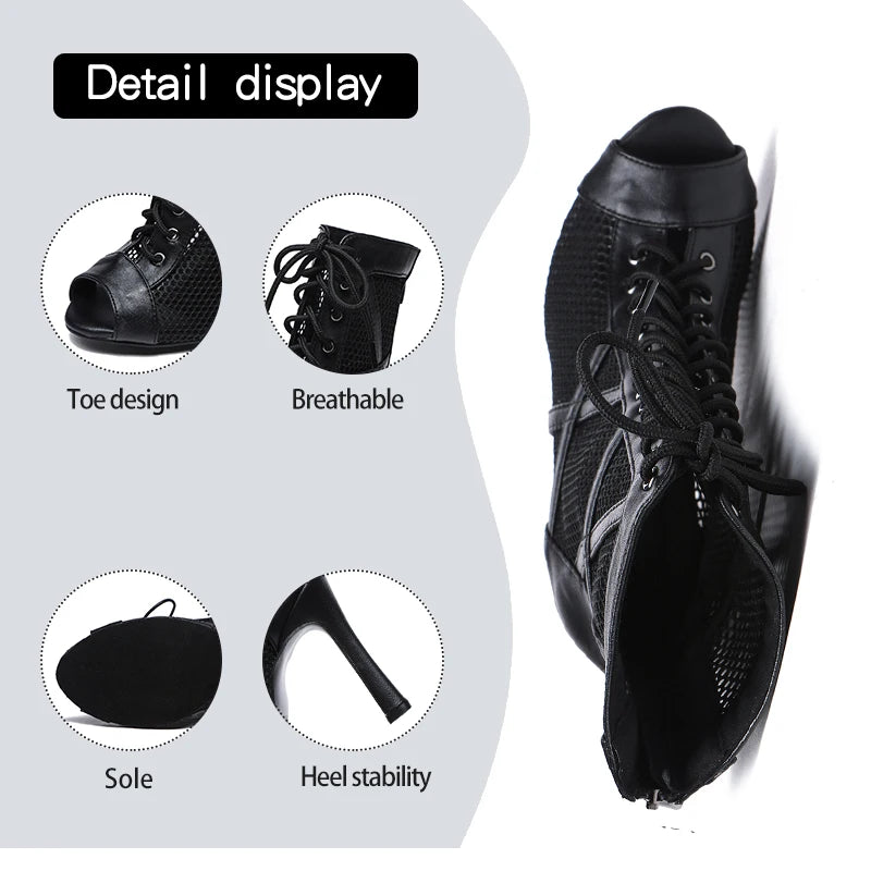 Mesh Zip Dance Ankle Boots – Cuban Heel Ballroom & Latin