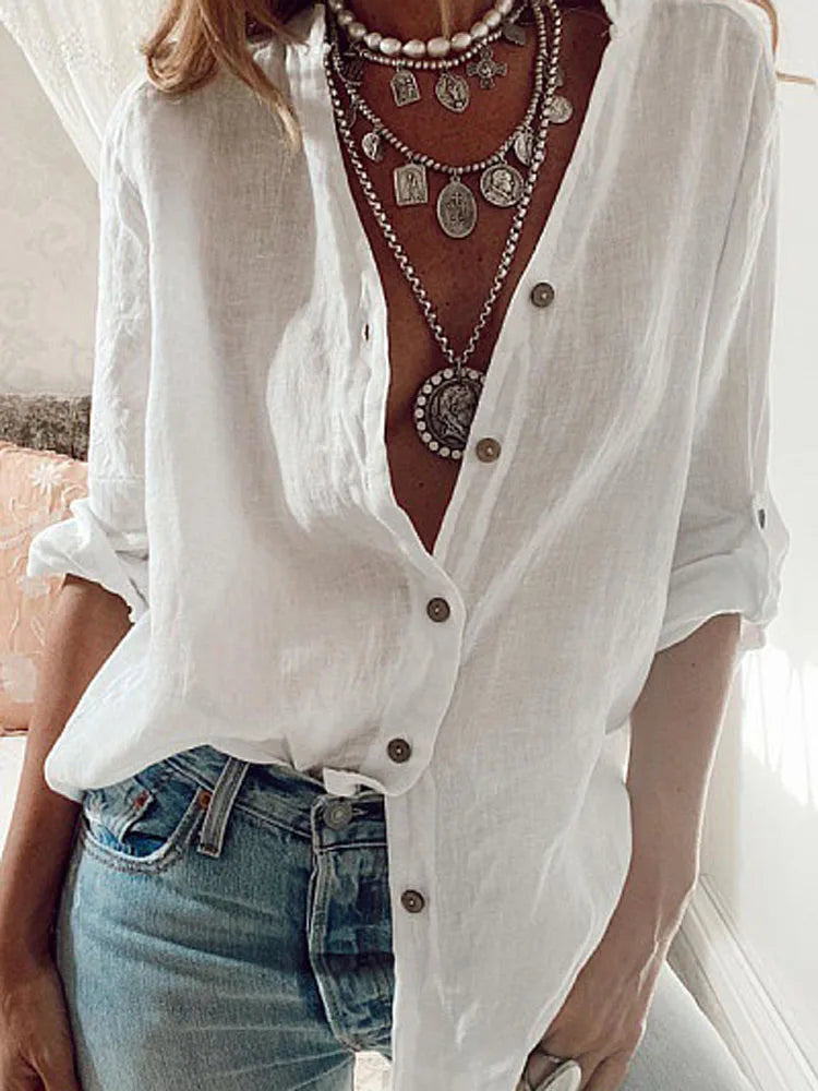 Classic Single-Breasted Shirt – Loose-Fit Broadcloth with High Stretch