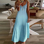 Colorful Gradient V-Neck Maxi Dress – Sleeveless Backless Summer Dress | OWNLUXE
