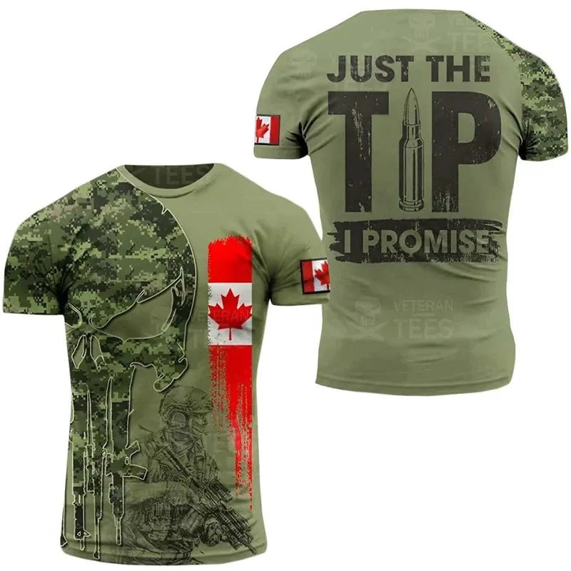 Canada Camouflage Men T Shirt ARMY VETERAN Combat Tops 3D Military Camo Canadian Soldiers T-shirt Beige Field Women Short Sleeve