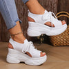 Women's Round Toe Wedge Lace Sneakers | OWNLUXE