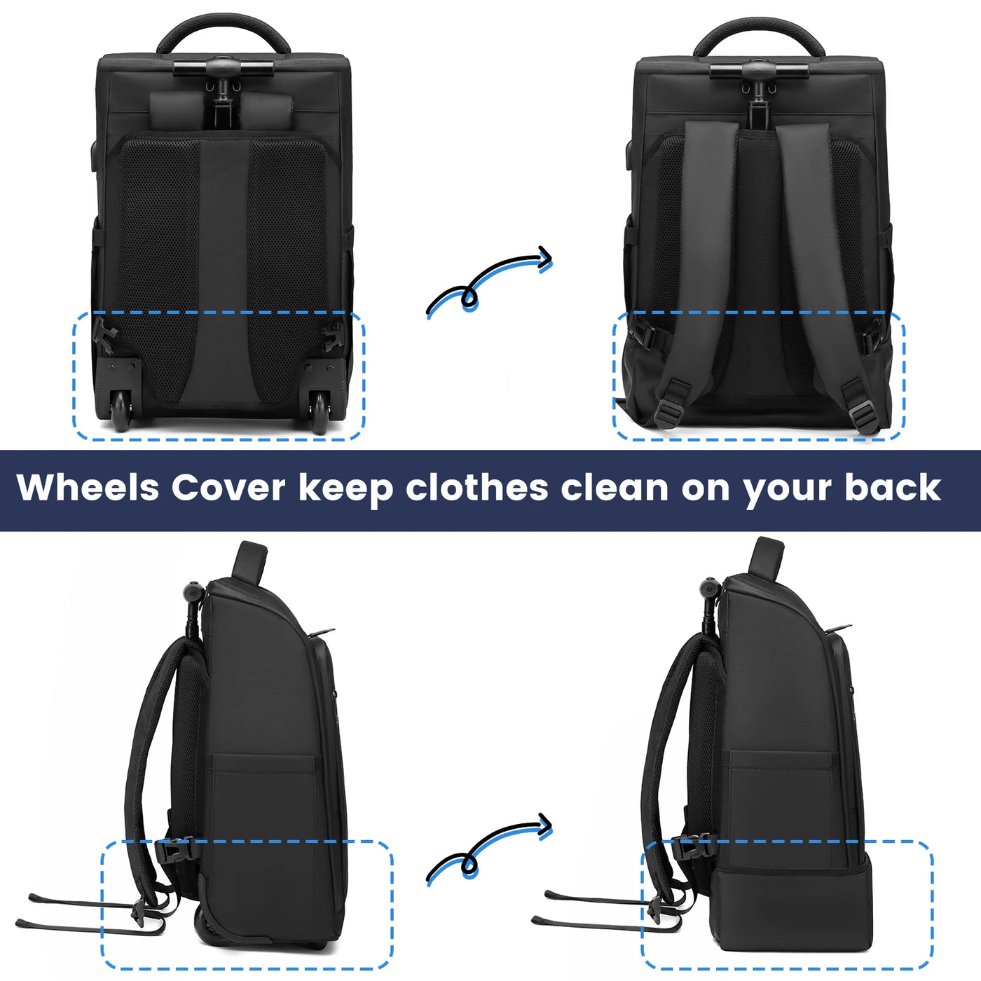 Rolling Travel Backpack Carry-On - Lightweight & Versatile Wheeled Bag