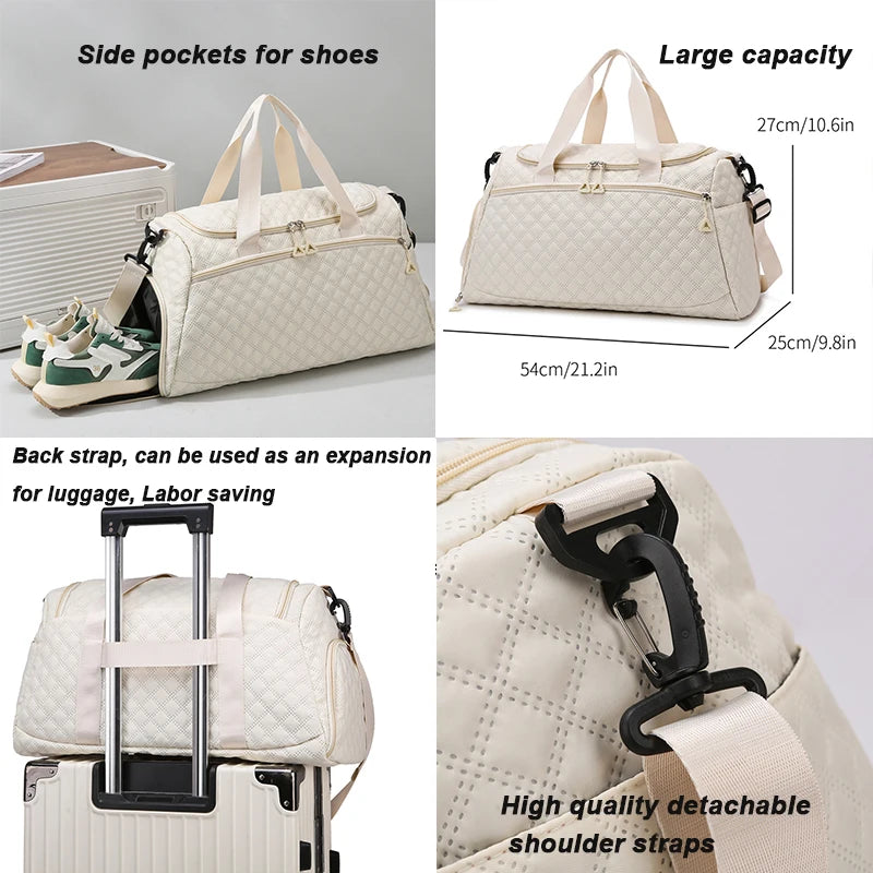 Oxford Diamond Lattice Travel Tote / Sac de Voyage Oxford à Motif Losange