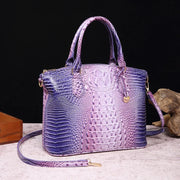 Crocodile Embossed Leather Handbag - Classic Shoulder Bag