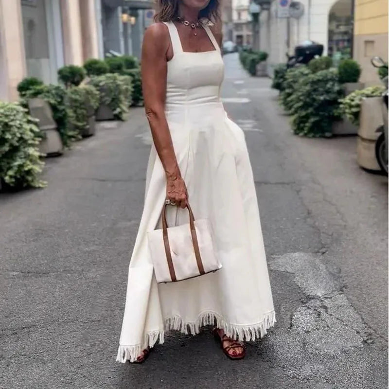 Slim Fit White Camisole Dress | OWNLUXE