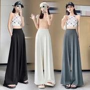 Women's High Waist Wide Leg Suit Pants - Straight Cut Floor Length Trousers