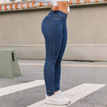 Load image into Gallery viewer, Women High Waist Stretch Denim Jeans Hip Lifting Skinny Pencil Pants Ladies Full Length Slim Solid Color Trousers
