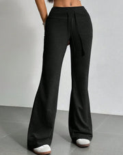 Women's Drawstring Bell-Bottom Pants - High Waist Flare Pants