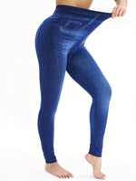 Load image into Gallery viewer, Flat Fashionable Tight Pants For Women Imitating Denim Legging Elastic Fitness And Yoga Pants Sexy Pencil Pants
