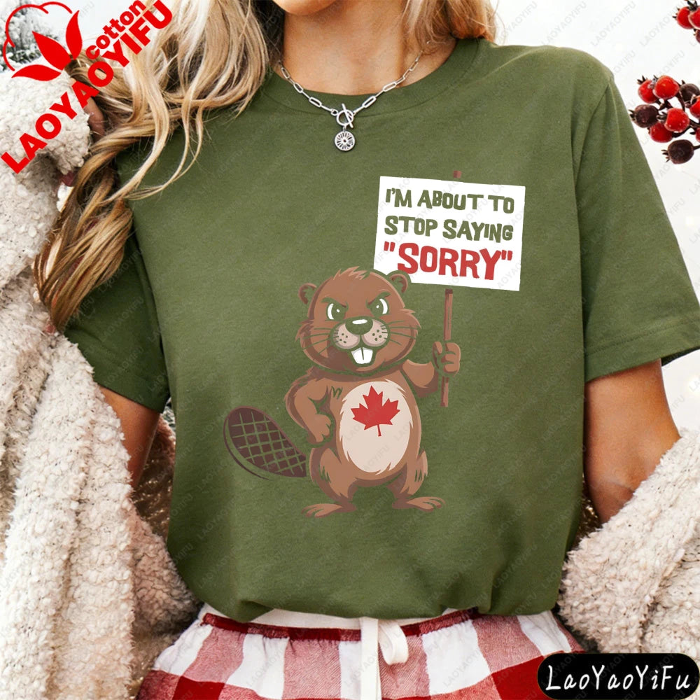 Women's Funny Canadian Protest T-Shirt | Beaver Maple Leaf Tee | OWNLUXE