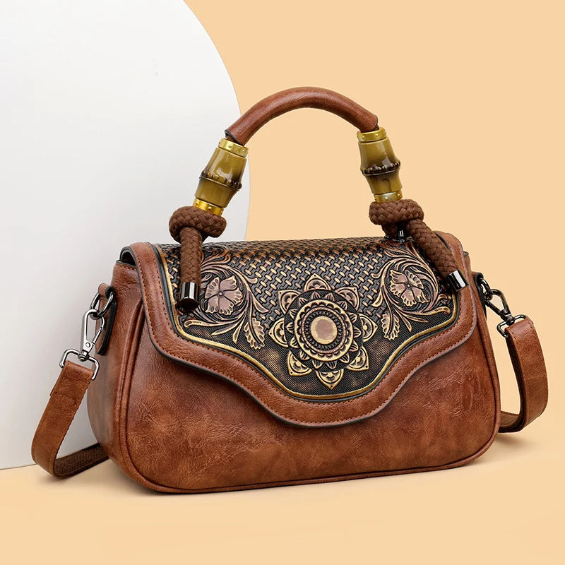 3D Floral Print Crossbody Bag - Retro Designer Shoulder Handbag | OWNLUXE