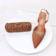 Crystal Sandals and Clutch Bag Set – Rhinestone Party Heels
