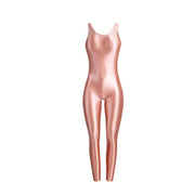 Faux Leather Shaping Jumpsuit - Sleeveless Body Sculpting One-Piece