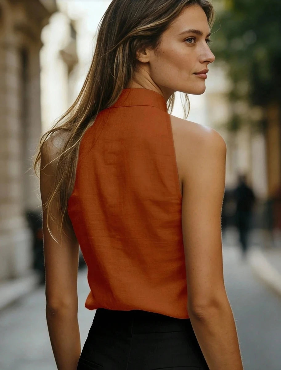 Sleeveless Linen Blouse | OWNLUXE
