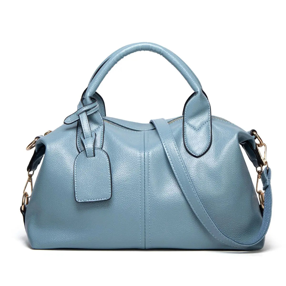 Women's Flannel Boston Bag – Business Tote with Chain Detail & Drawstring