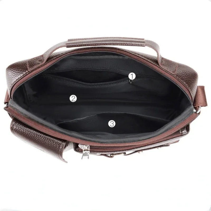 Men's PU Leather Satchel - Rivet Detail Crossbody Bag