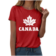Canada Day Print T-Shirt Round Neck Short Sleeve | OWNLUXE