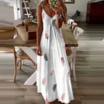 Load image into Gallery viewer, Elegant Printed Ankle-Length Beach Dress – Loose Fit V-Neck Camisole
