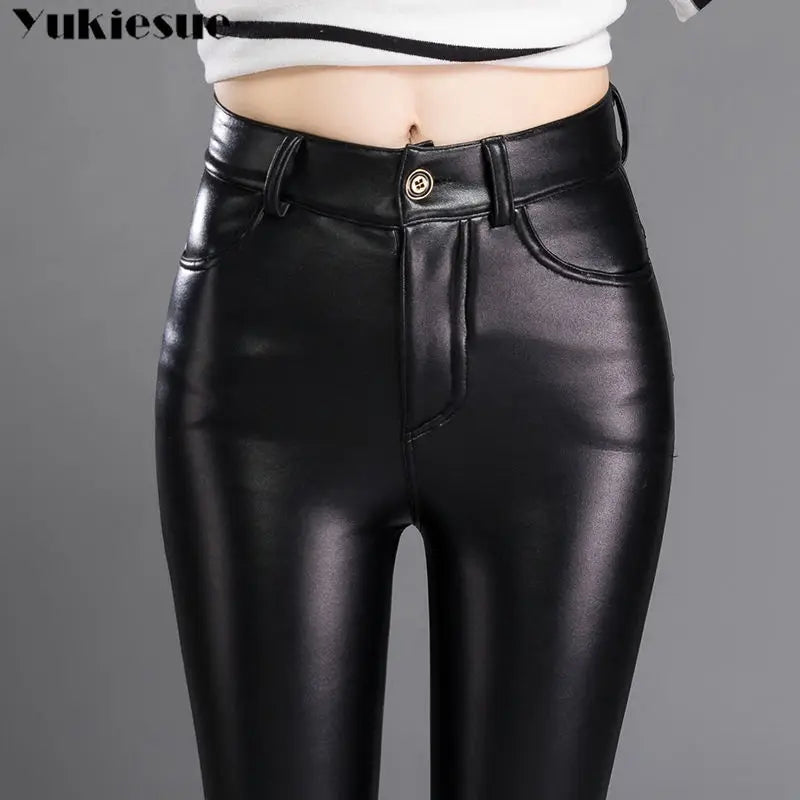 Faux Leather Leggings – High Waist Shiny Stretch