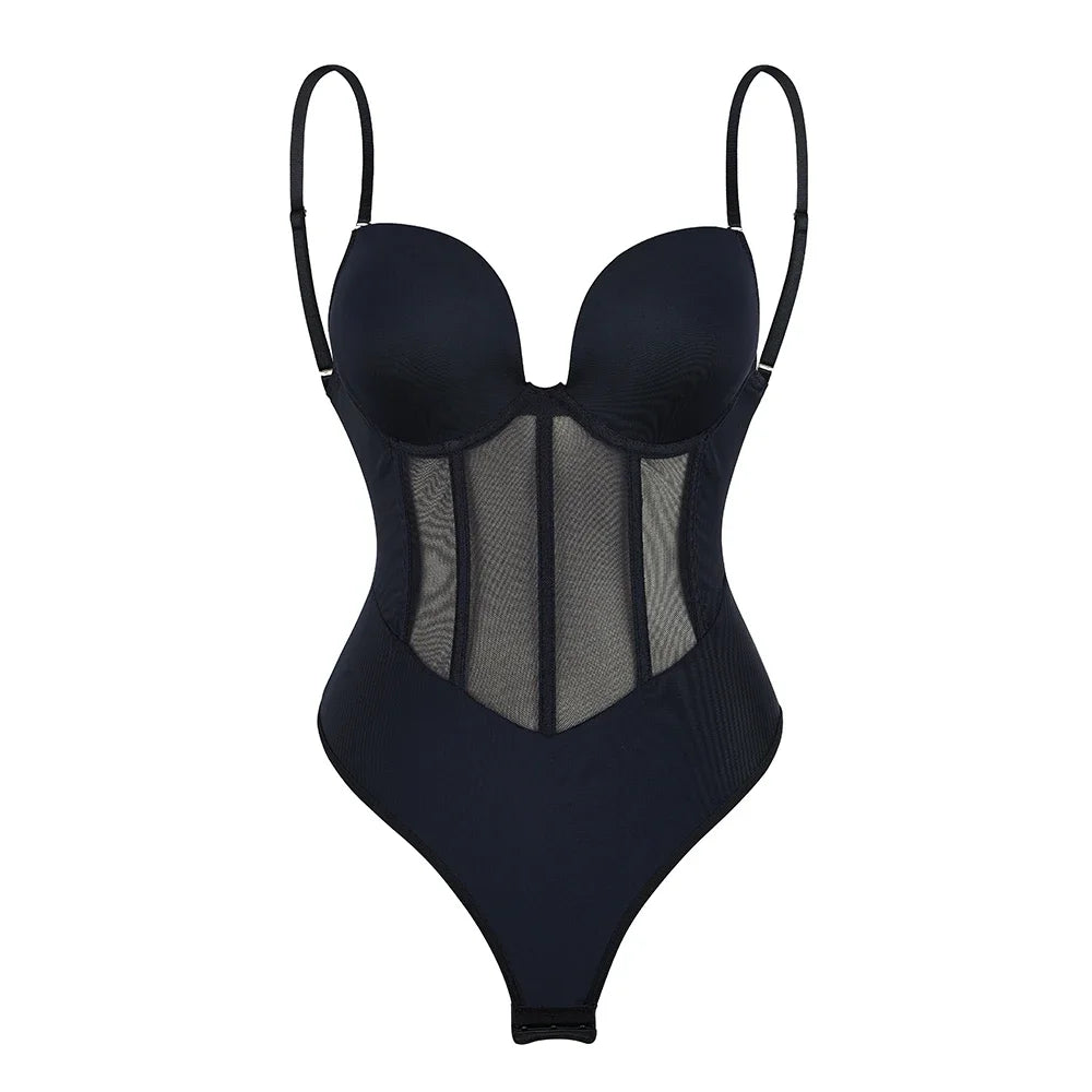 Backless Bodysuit Shapewear with Push Up Bra & Tummy Control