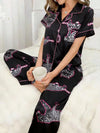 Two-Piece Satin Leopard Print Pajama Set | OWNLUXE