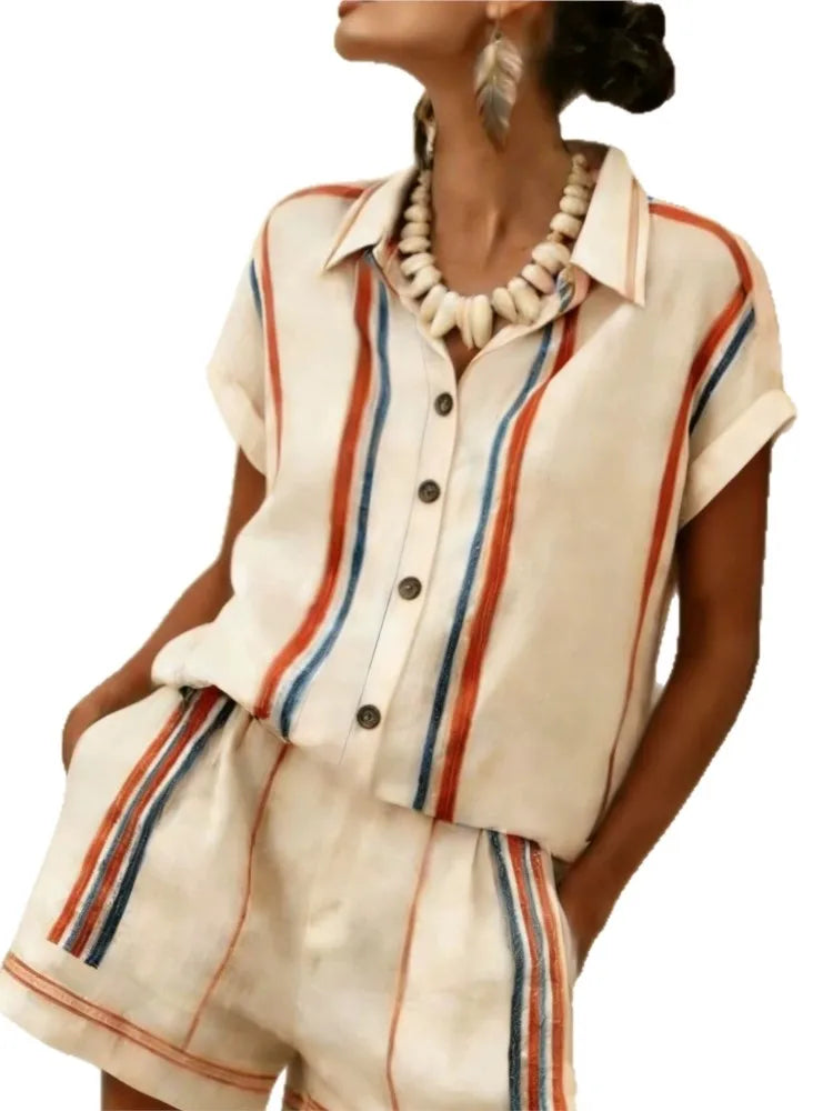 Women's Striped Two Piece Shorts | OWNLUXE