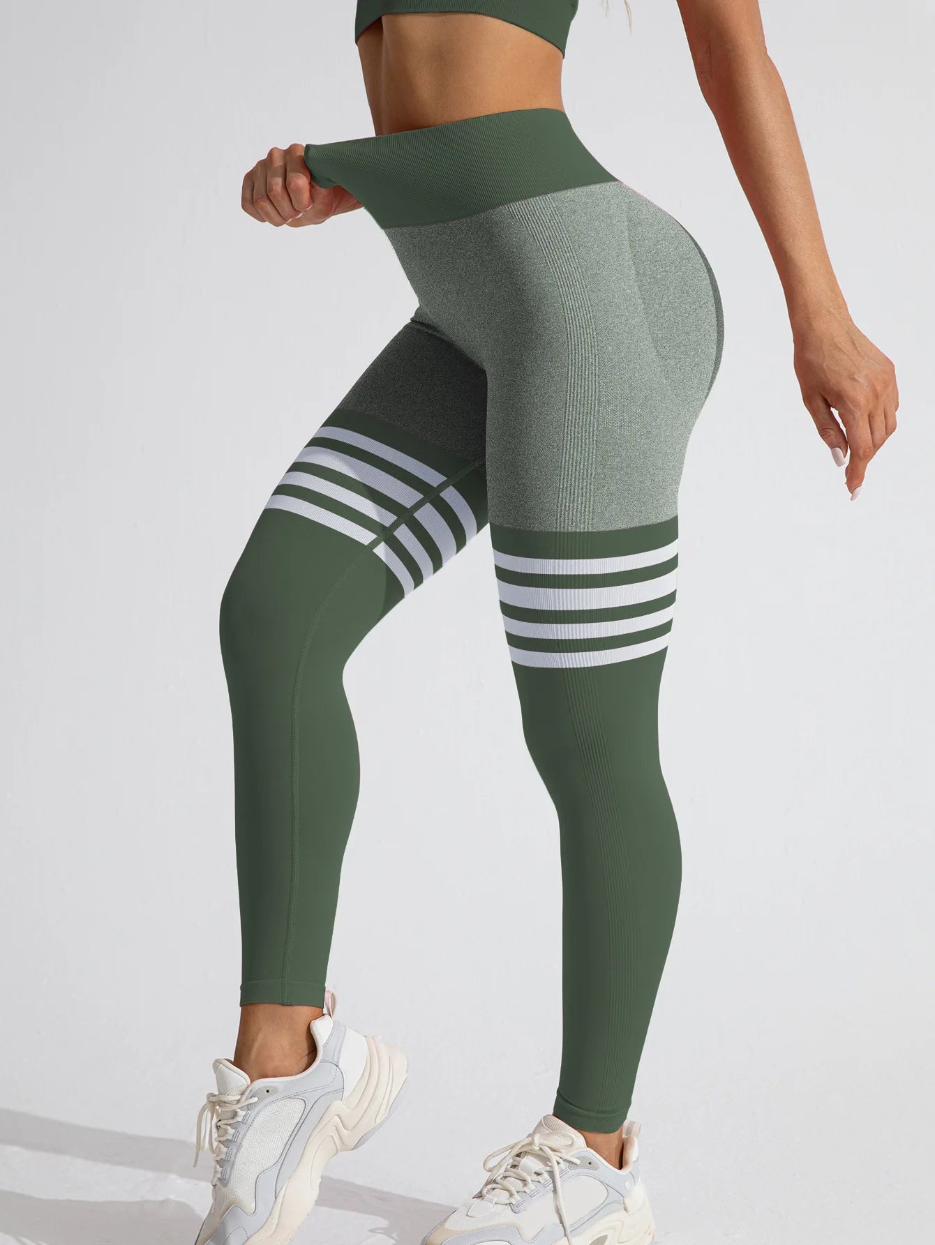 Striped High-Waist Yoga Seamless Leggings | OWNLUXE