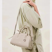 Split Leather Boston Bowling Bag - Compact Travel Crossbody Shoulder Bag | OWNLUXE