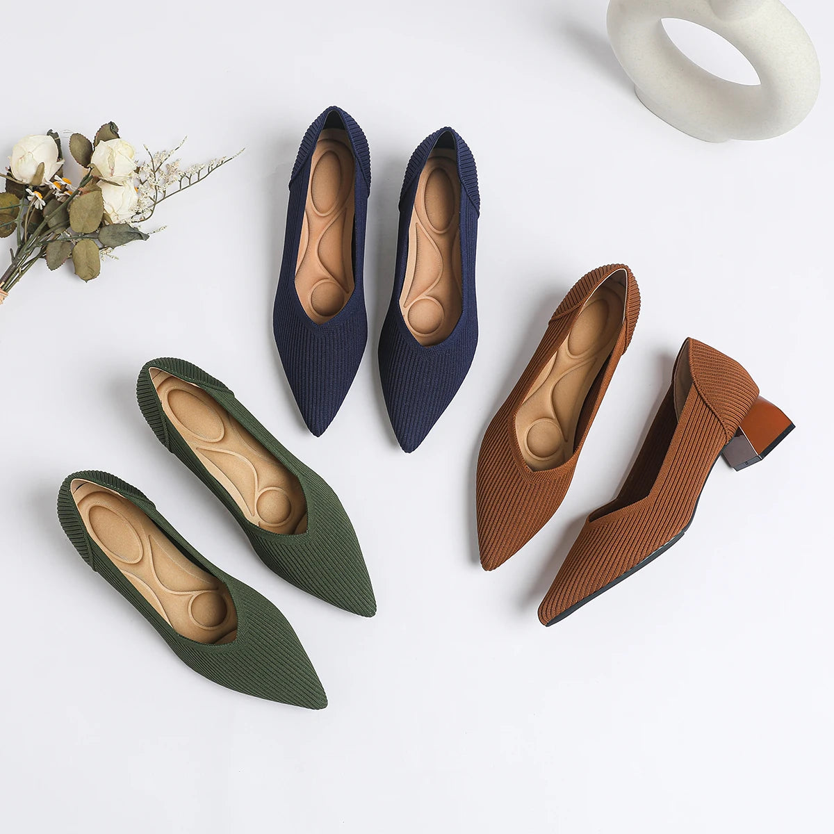 Pointed Slingback Square-Heel Pumps for Refined Style