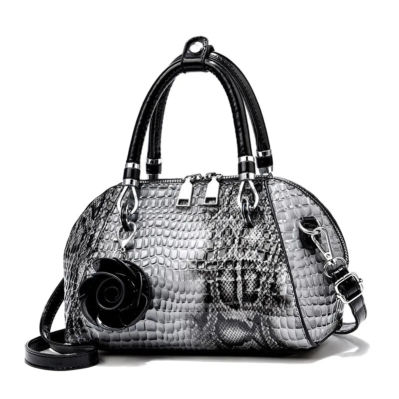 Yellow Crocodile Pattern Tote Bag - Small Shell Messenger