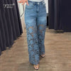 VGH Solid Slimming Hollow Out Temperament Denim Pants | OWNLUXE