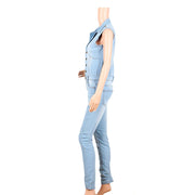 Denim Slim-Fit Zip-Up Sleeveless Jumpsuit | OWNLUXE