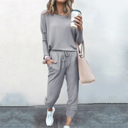 Two-Piece Polyester Pajama Set (Beige) – Shop at OWNLUXE