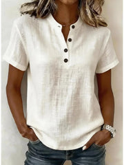 Short-Sleeve Linen Blouse | OWNLUXE