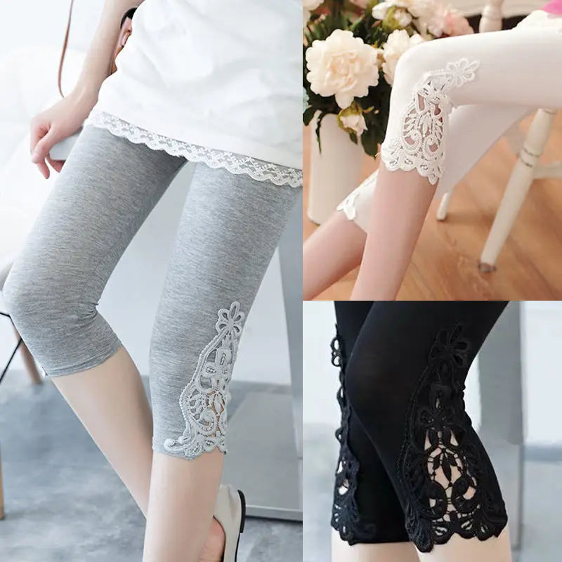 Women's Lace Cropped Leggings | OWNLUXE
