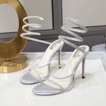 Load image into Gallery viewer, Fashion Summer Snake Twine Around Crystal Women Sandals Luxury Rhinestones Thin High heels Gladiator Sandals  Party Prom Shoes
