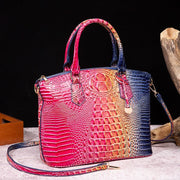 Crocodile Embossed Leather Handbag - Classic Shoulder Bag