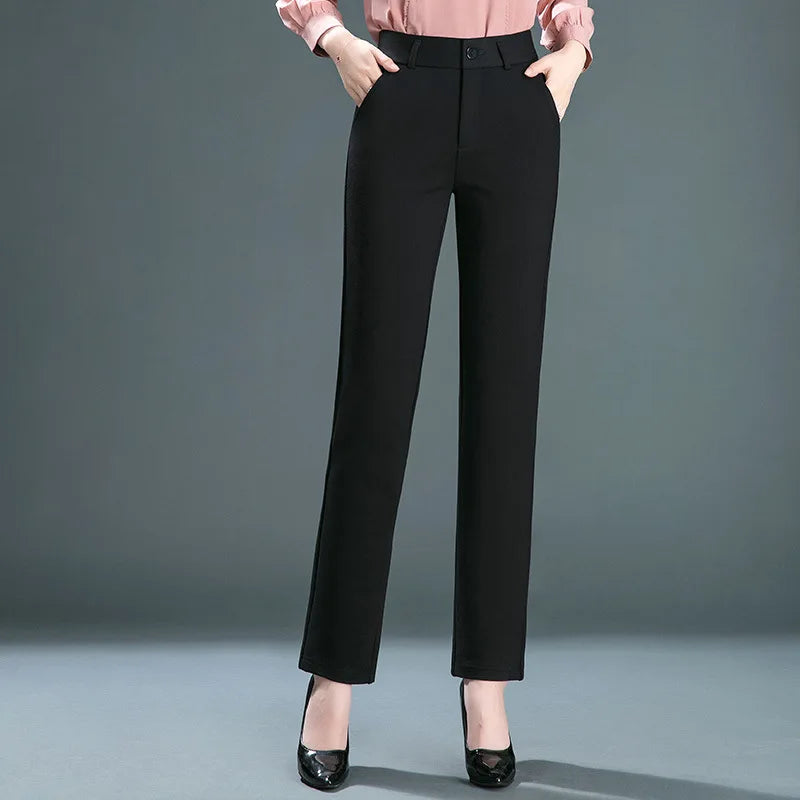 Stretch High Waist Trousers – Fashion Casual Slacks