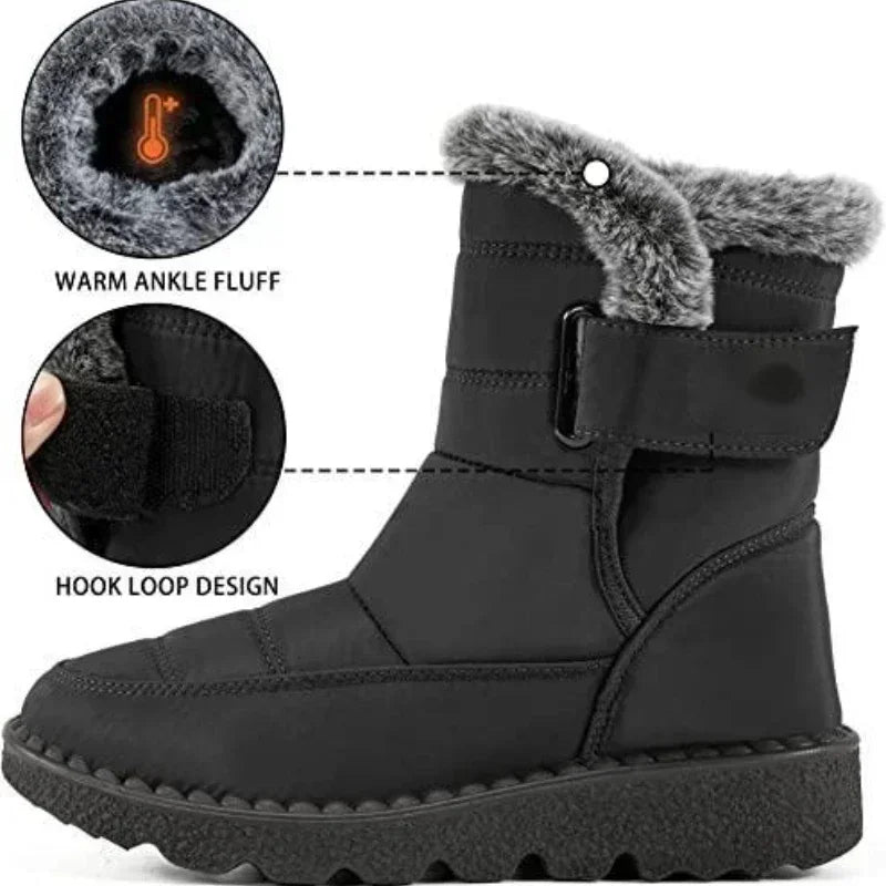 Women's Waterproof Mid-Calf Winter Boots with Plush Lining