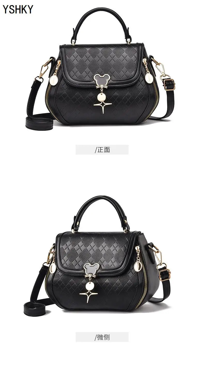 Genuine Leather Tote Bag - Bow Detail Bucket Bag