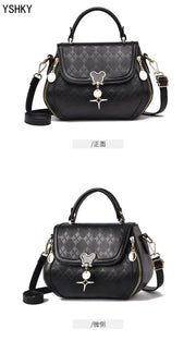 Genuine Leather Tote Bag - Bow Detail Bucket Bag