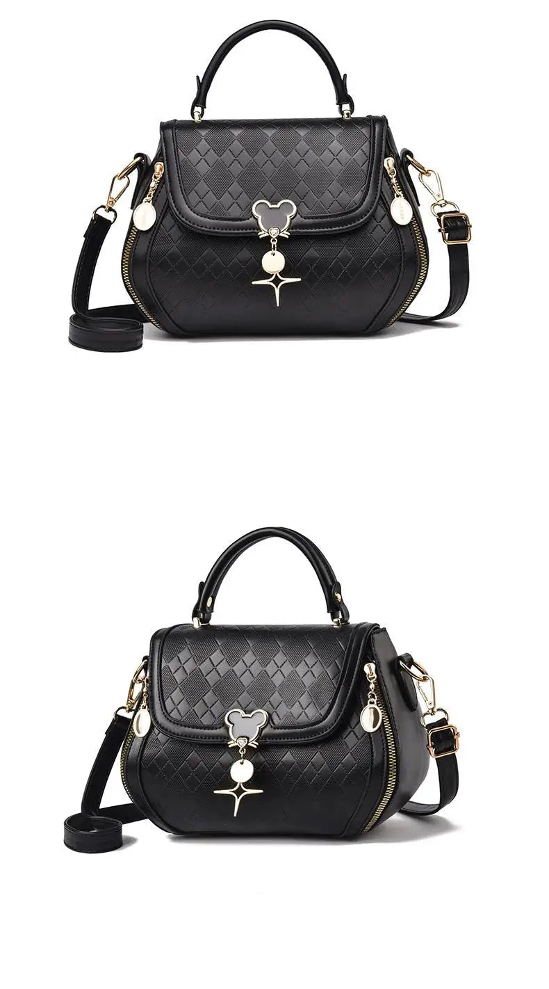 Women's Genuine Leather Tote Handbag - Luxury Designer Bow Bucket Bag