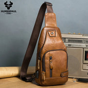 Men's Genuine Leather USB Chest Bag - Crossbody Messenger with USB Port | OWNLUXE