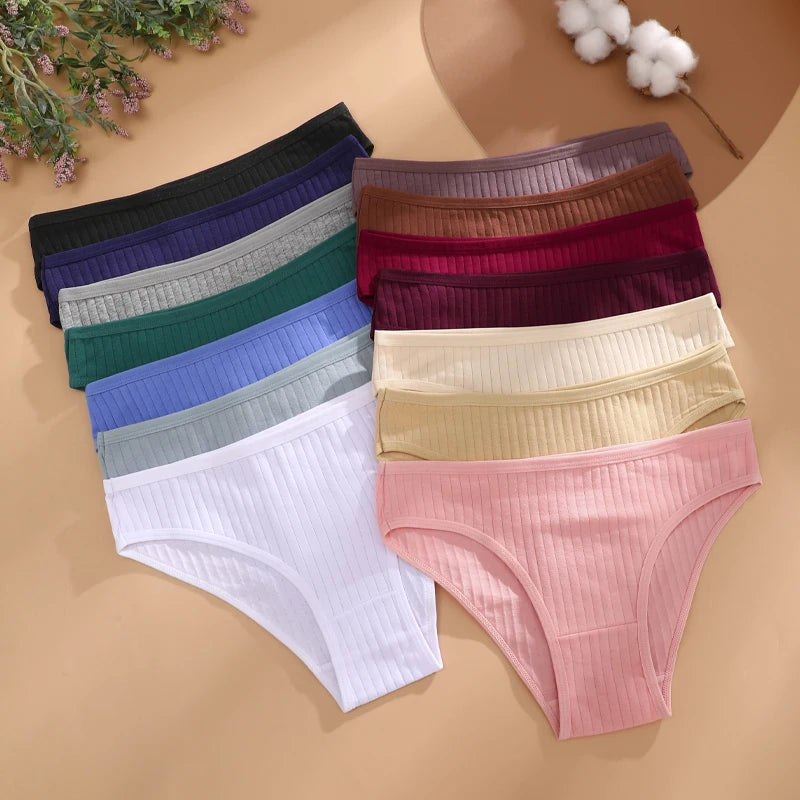 Women's Cotton Low-Rise Briefs 4-Pack | Stripes & Solids | OWNLUXE