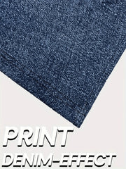 Women's Plus Size Denim Print Flared Pants - High Stretch Slimming Trousers