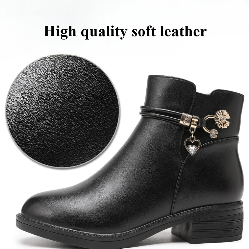 Women’s Rhinestone Winter Snow Boots – Warm Plush Ankle Style