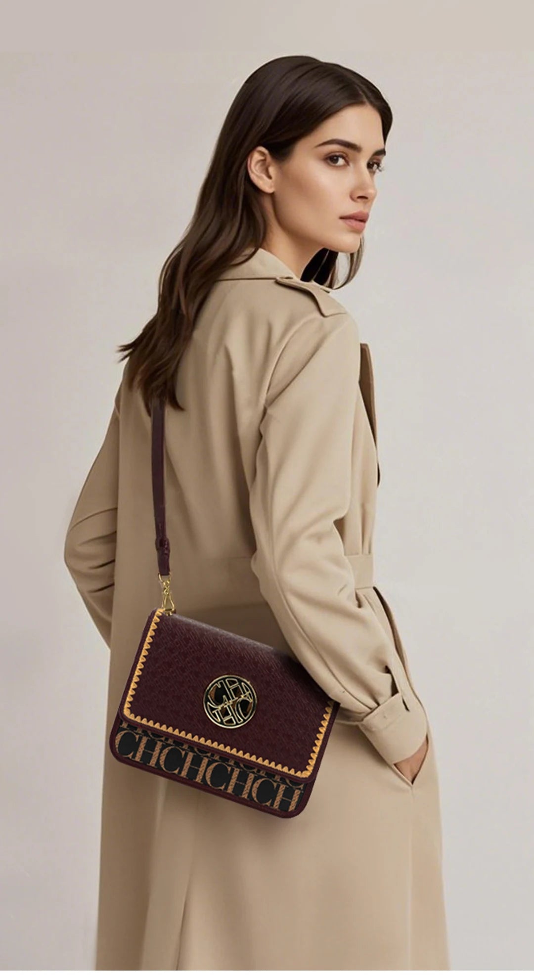 Letter Embossed Shoulder Bag - Luxury Party Handbag