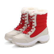 Winter Plush Mid‑Calf Boots – Warm Wedge Lace‑Up